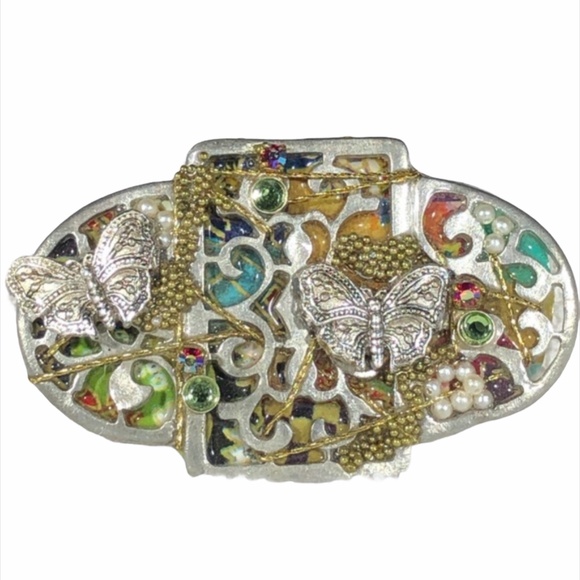 ALICE M SIGNED MIXED MEDIA BUTTERFLY BROOCH - Picture 3 of 16